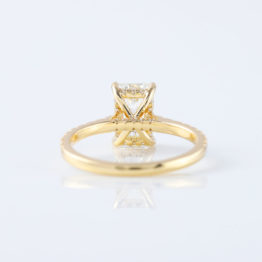 Emerald Cut Moissanite Solitaire With Accent Ring