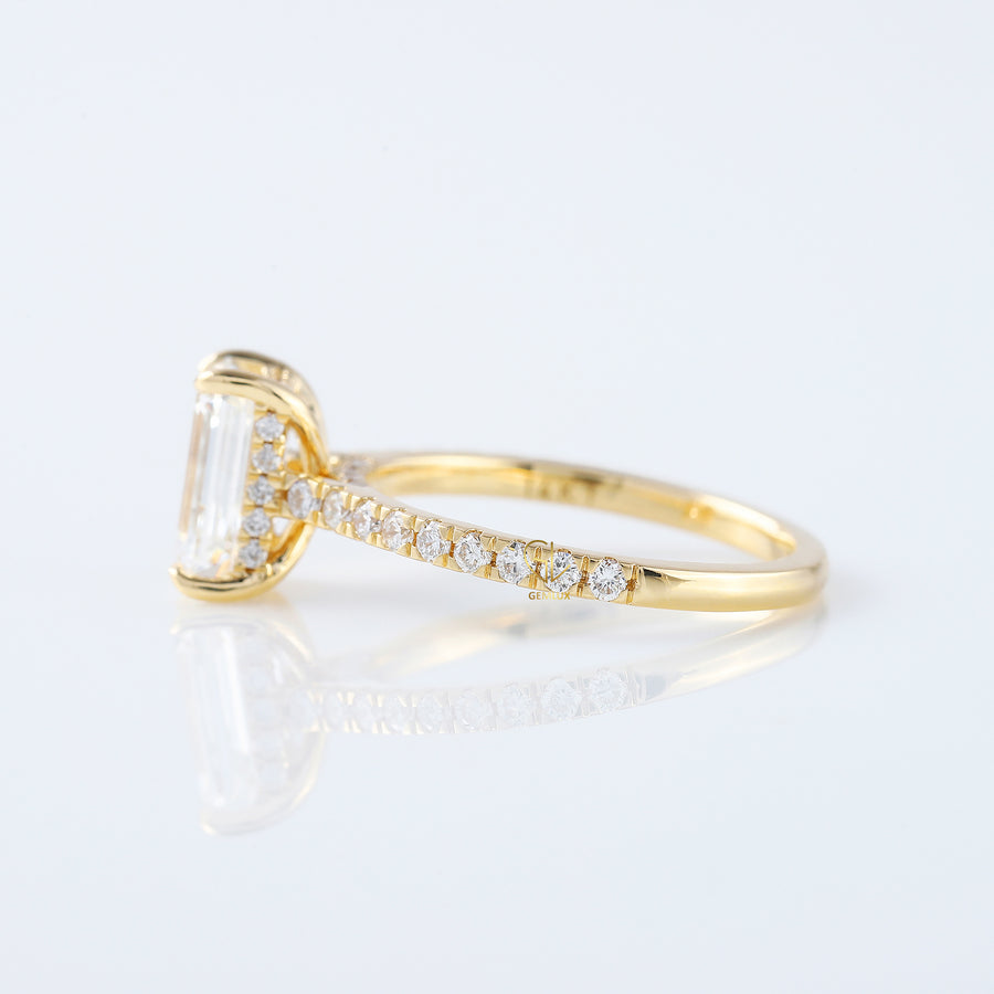 Emerald Cut Moissanite Solitaire With Accent Ring