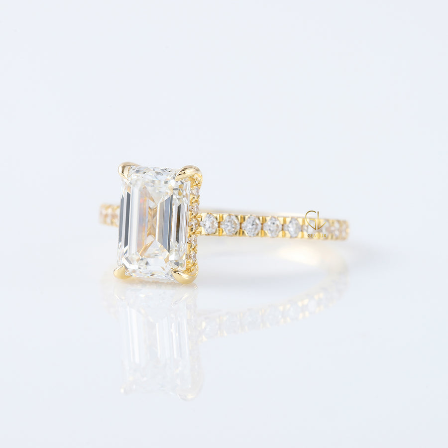 Emerald Cut Moissanite Solitaire With Accent Ring