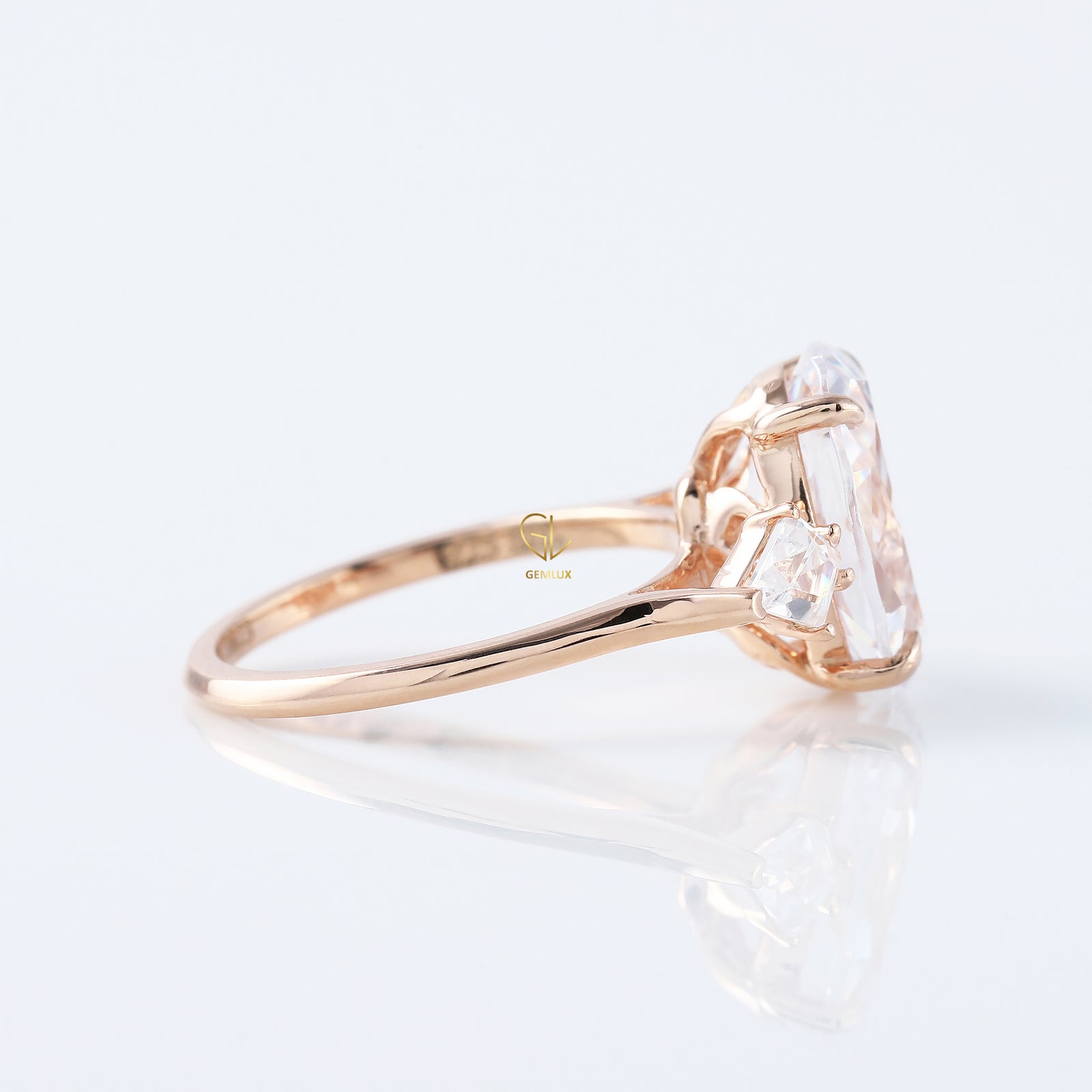 3 Ct Oval Cut Lab Grown ring, Three Stone oval cut Engagement Ring
