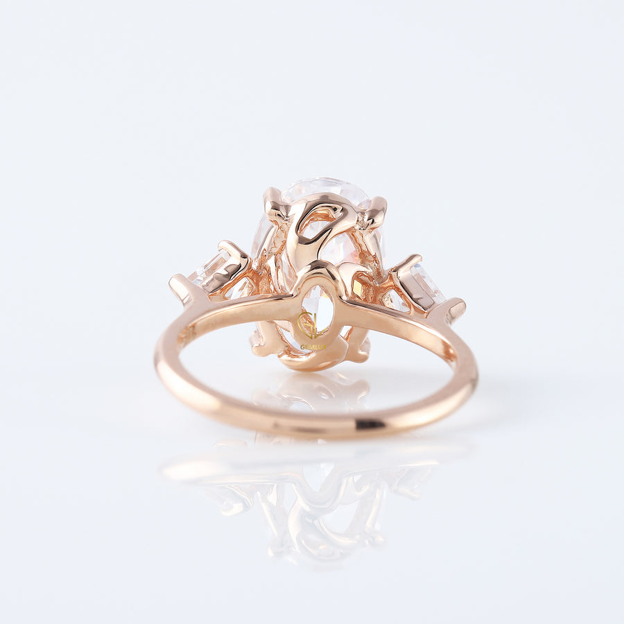 3 Ct Oval Cut Lab Grown Three Stone Engagement Ring