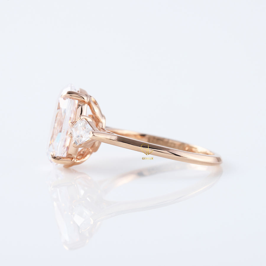 3 Ct Oval Cut Lab Grown Three Stone Engagement Ring