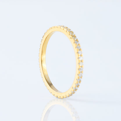 Round Cut Moissanite Yellow Gold Minimalist Wedding Band