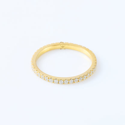 Round Cut Moissanite Yellow Gold Minimalist Wedding Band