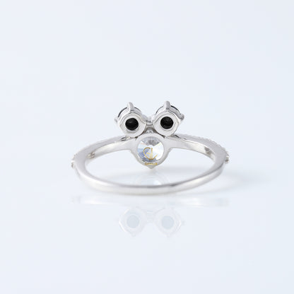 Round Moissanite Three Stone Mickey Mouse Ring