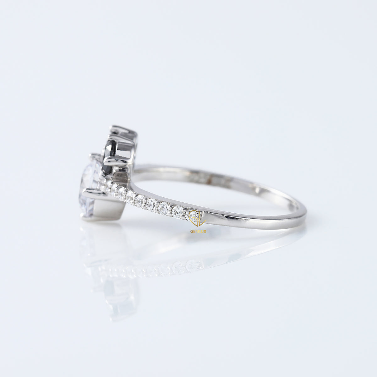 Round Moissanite Three Stone Mickey Mouse Ring