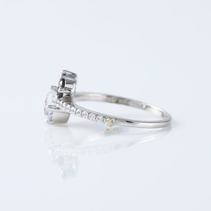 Round Moissanite Three Stone Mickey Mouse Ring