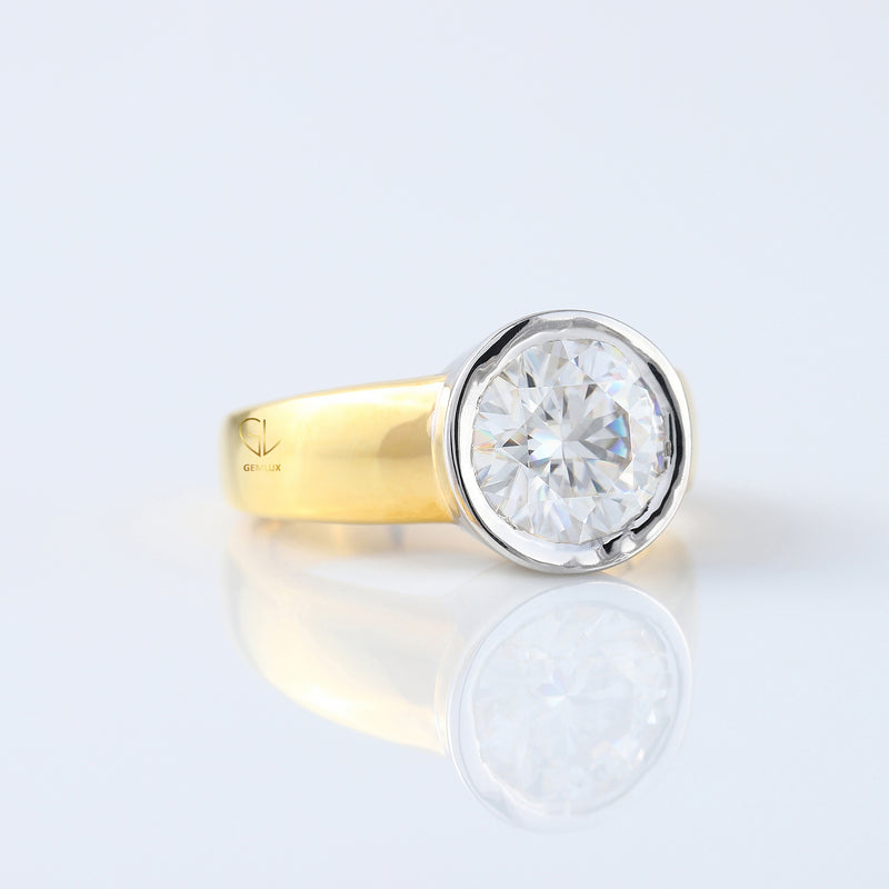 Bezel Set 3.35 Carat Round Cut Lab Grown Solitaire Ring