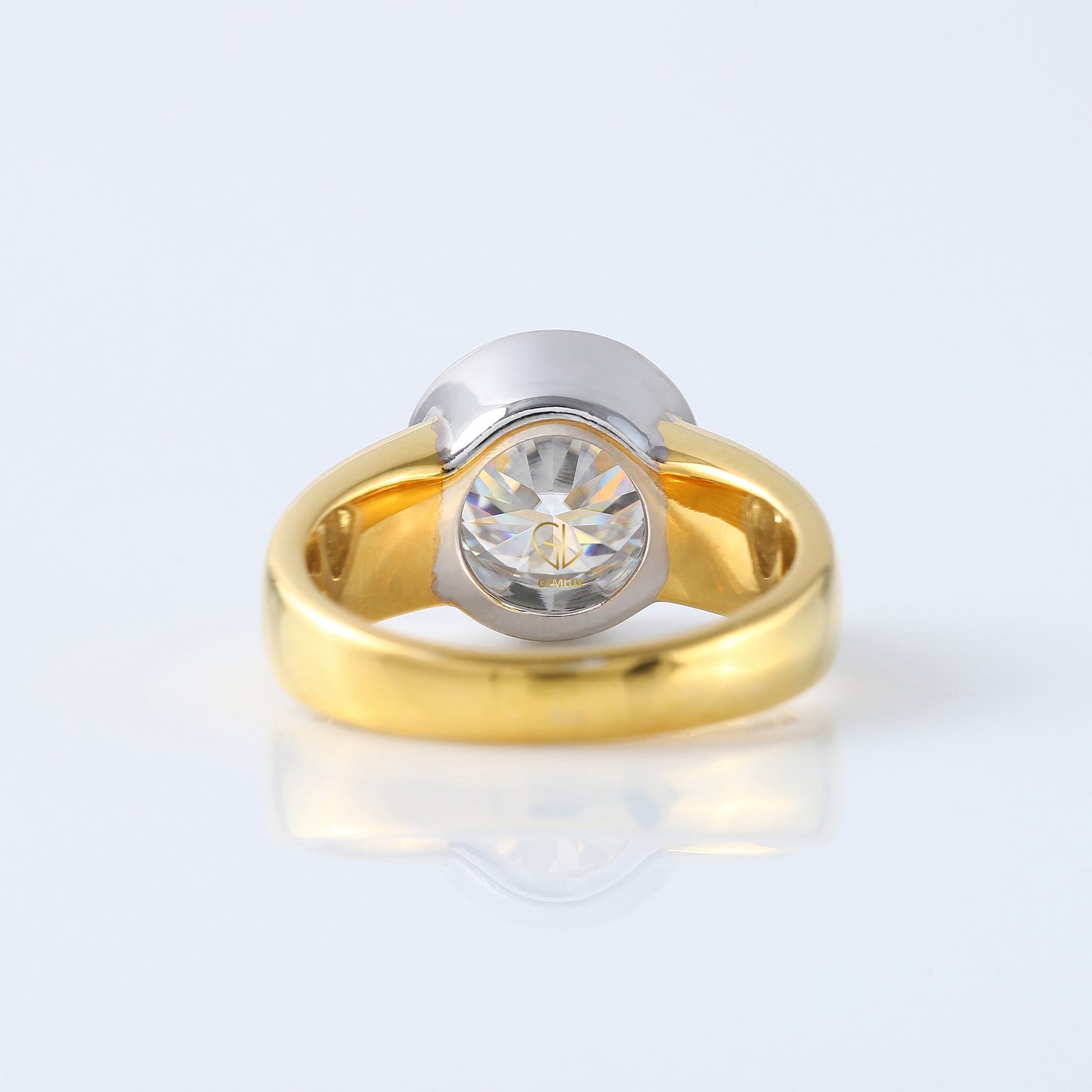 3.35 carat Round Cut Moissanite Bezel Set Solitaire Ring
