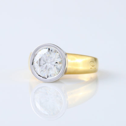 3.35 carat Round Cut Moissanite Bezel Set Solitaire Ring