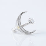 Open Cuff Lab Grown Diamond Moon Star Celestial Ring