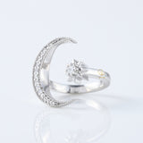 Open Cuff Lab Grown Diamond Moon Star Celestial Ring