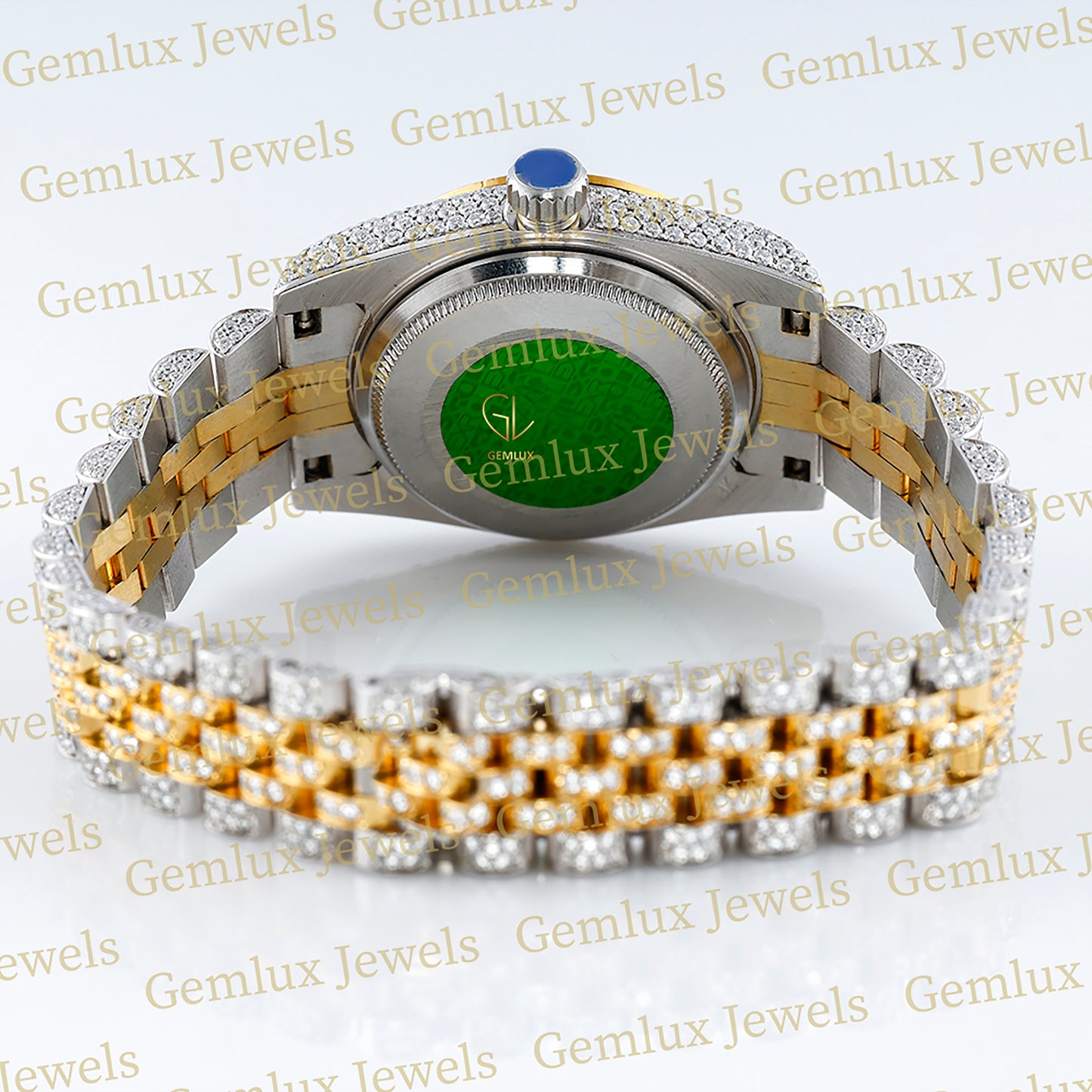 Iced Out Two Tone Yellow Gold Moissanite Hip Hop Watch For Women