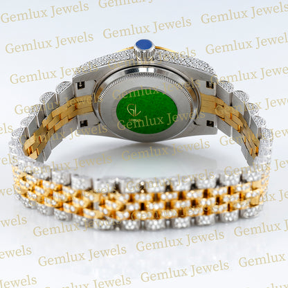 Iced Out Two Tone Yellow Gold Moissanite Hip Hop Watch For Women