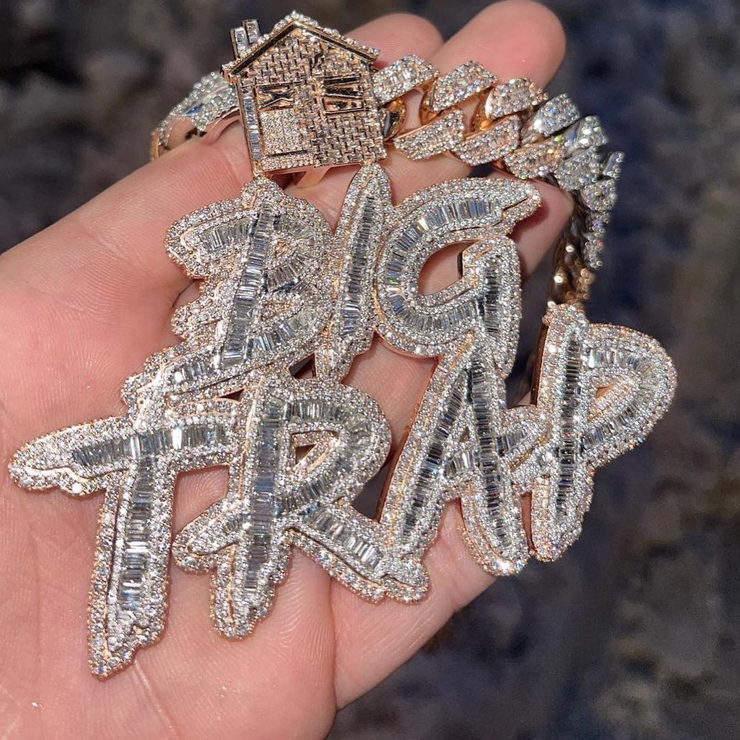 Iced Out Baguette Letter Pendant For Men