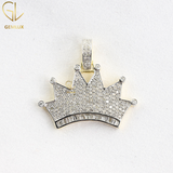 Iced Out Bling Bling Moissanite Diamond Crown Hip Hop Pendant