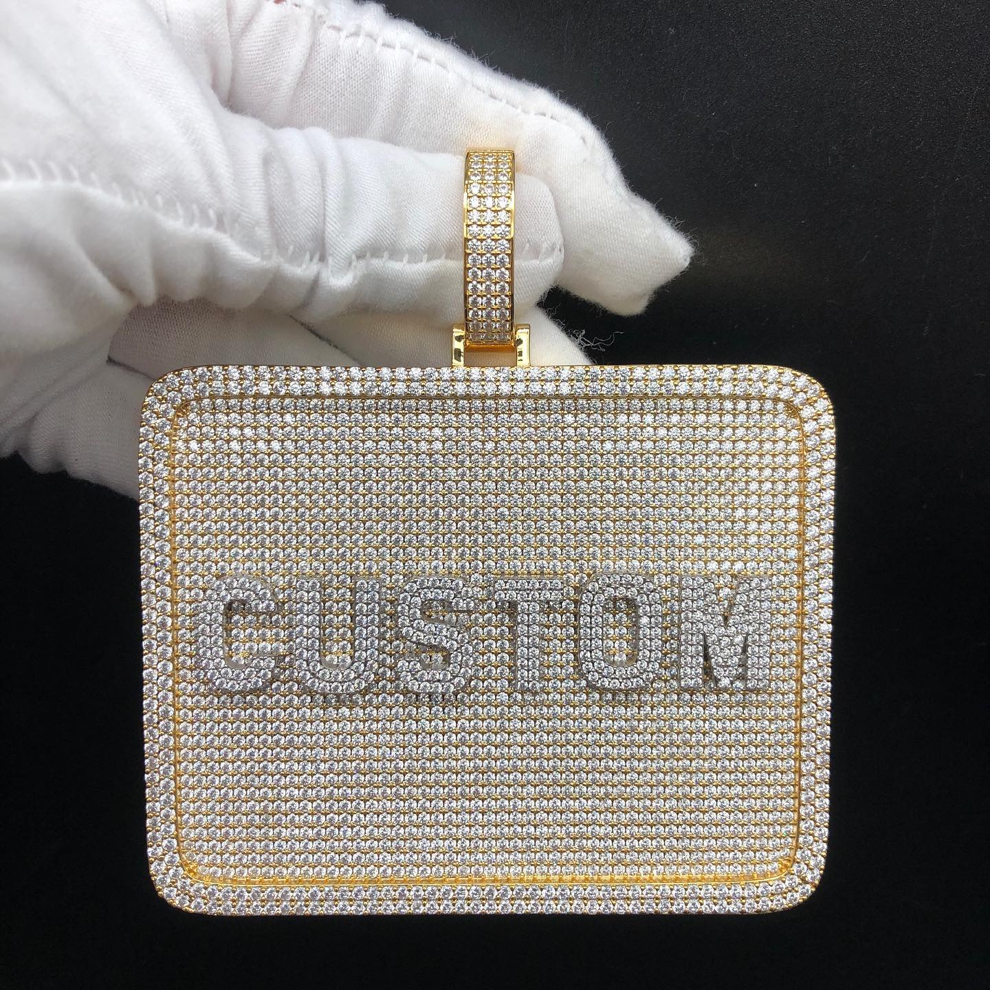 Iced Out Custom Letter Big Rectangular Hip Hop Pendant