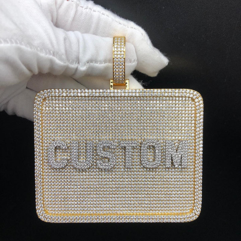 Iced Out Custom Letter Big Rectangular Hip Hop Pendant