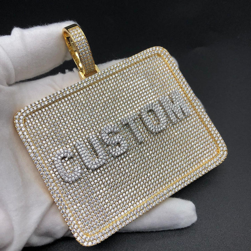 Iced Out Custom Letter Big Rectangular Hip Hop Pendant