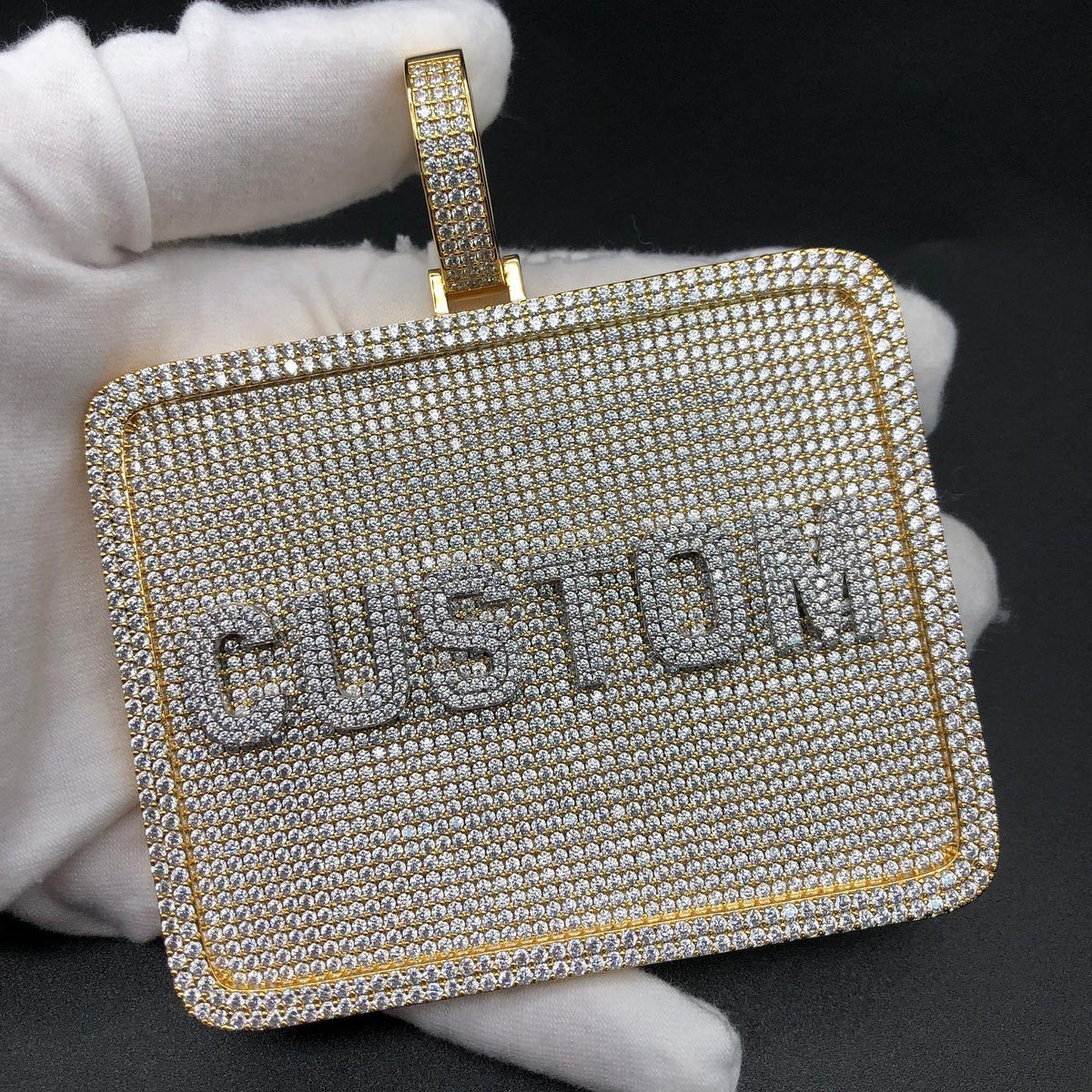 Iced Out Custom Letter Big Rectangular Hip Hop Pendant
