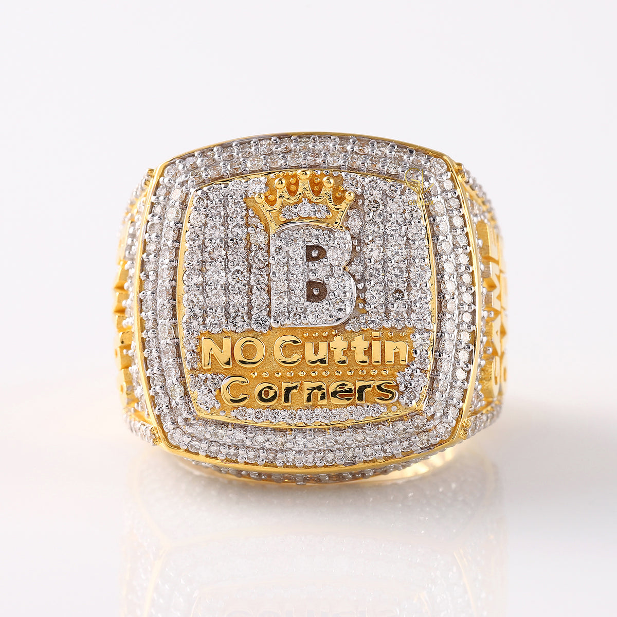 Iced Out Lab Grown Initial Letter Hip Hop Ring For Men