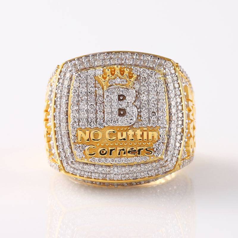 Iced Out Lab Grown Initial Letter Hip Hop Ring For Men