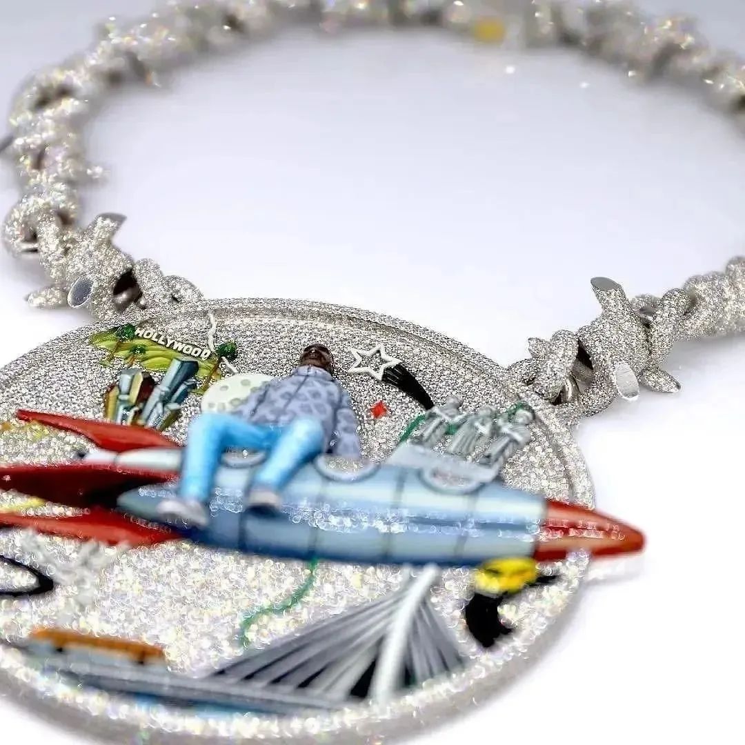 Iced Out Moissanite 3D Rocket Men Hip Hop Pendant