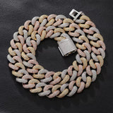 Iced Out Moissanite Three Tone Cuban Chain