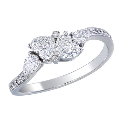 Certified Natural Diamond Heart Shape & Pear Cut Engagement Ring