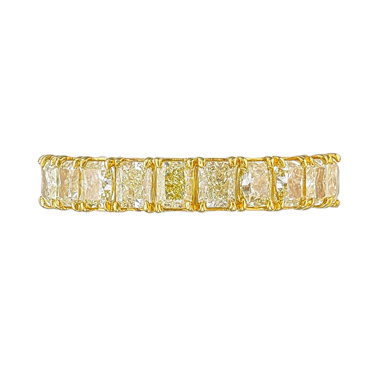 Canary Yellow Radiant Cut Natural Diamond Half Eternity Wedding Band