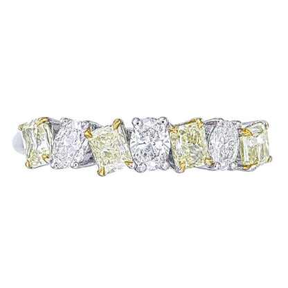 Canary Yellow Radiant & Oval Cut Certified Natural Diamond Eternity Wedding Band