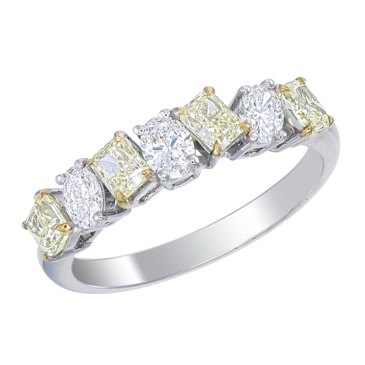 Canary Yellow Radiant & Oval Cut Certified Natural Diamond Eternity Wedding Band