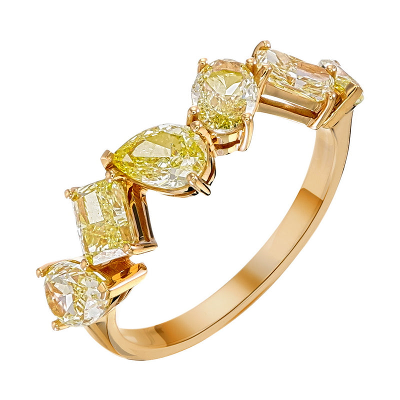 Yellow Canary Fancy Cut Natural Diamond Eternity Wedding Band