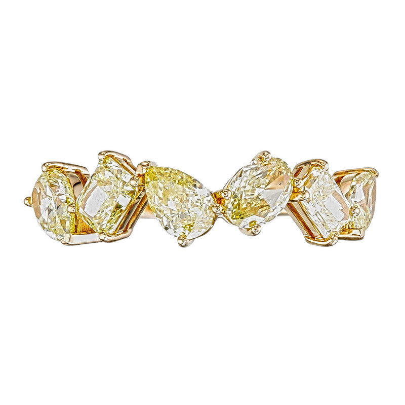 Yellow Canary Fancy Cut Natural Diamond Eternity Wedding Band