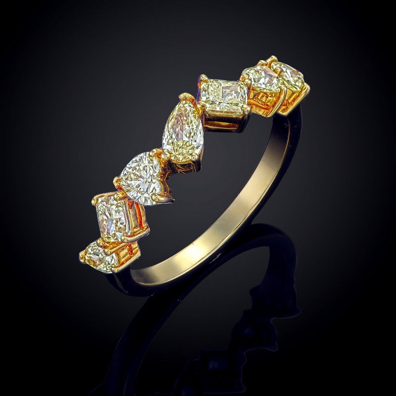 Canary Yellow Fancy Cut Natural Diamond Eternity Wedding Band