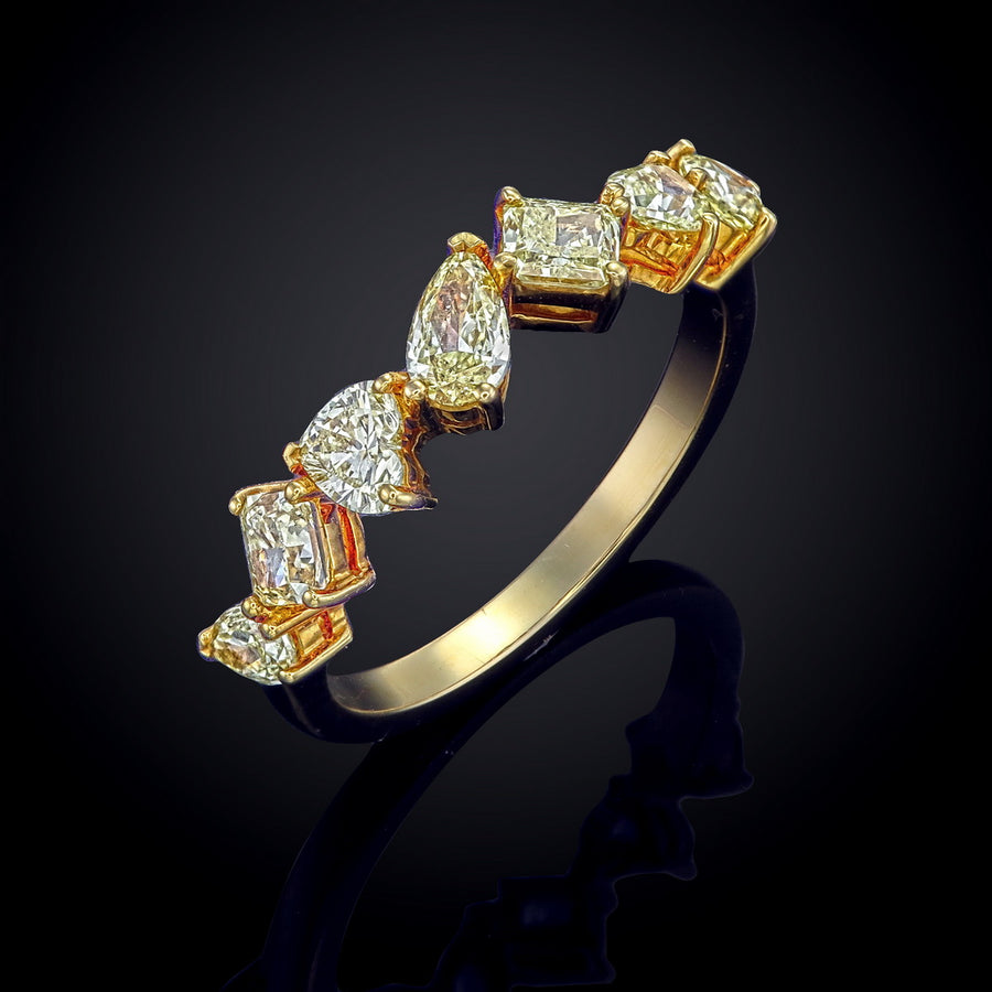 Canary Yellow Fancy Cut Natural Diamond Eternity Wedding Band