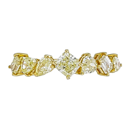 Canary Yellow Fancy Cut Certified Natural Diamond Eternity Wedding Band