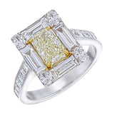 Canary Yellow Radiant Cut Certified Natural Diamond Halo Engagement Ring
