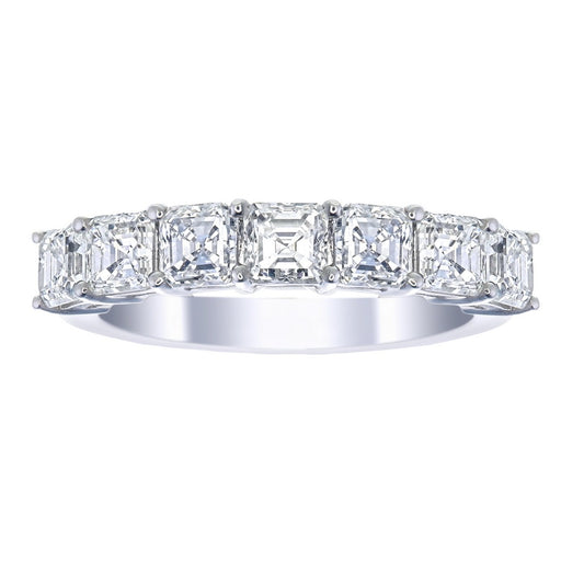 Asscher Cut Certified Natural Diamond Eternity Wedding Ring