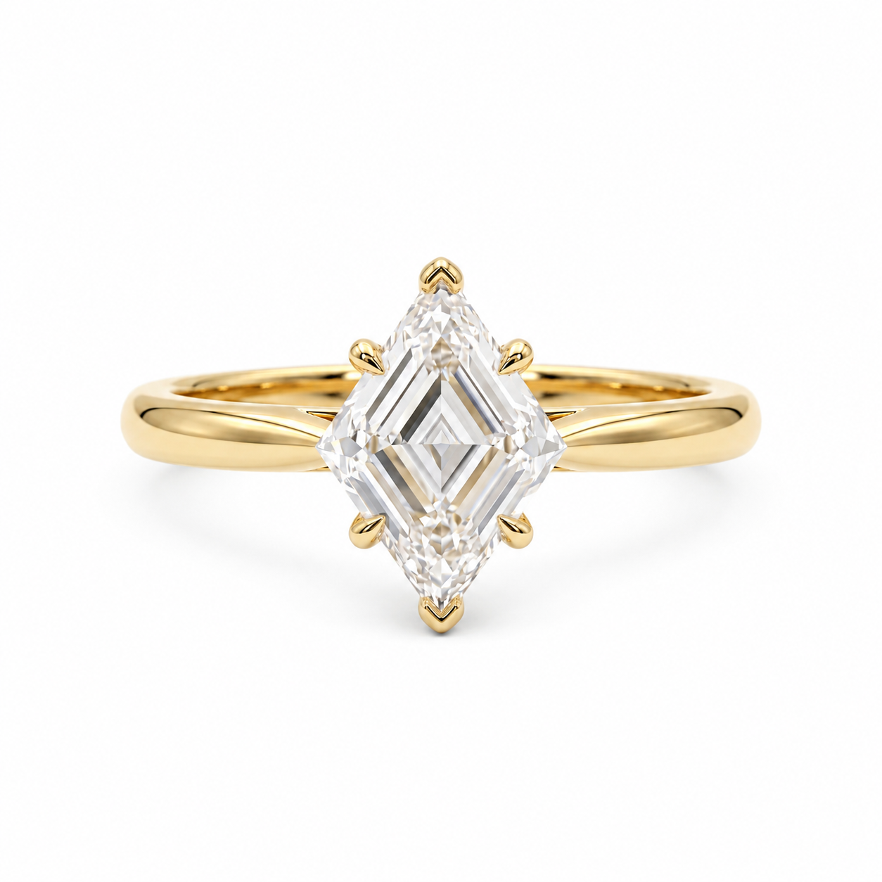 Shop a kite-cut lab-grown diamond solitaire engagement ring featuring a geometric step-cut center stone and customizable precious-metal options.