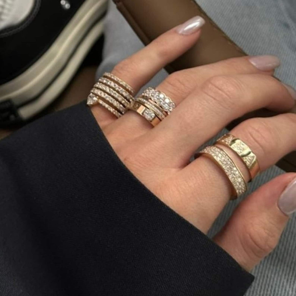 Kylie Jenner Replica Ring, Moissanite Spiral Wedding Ring