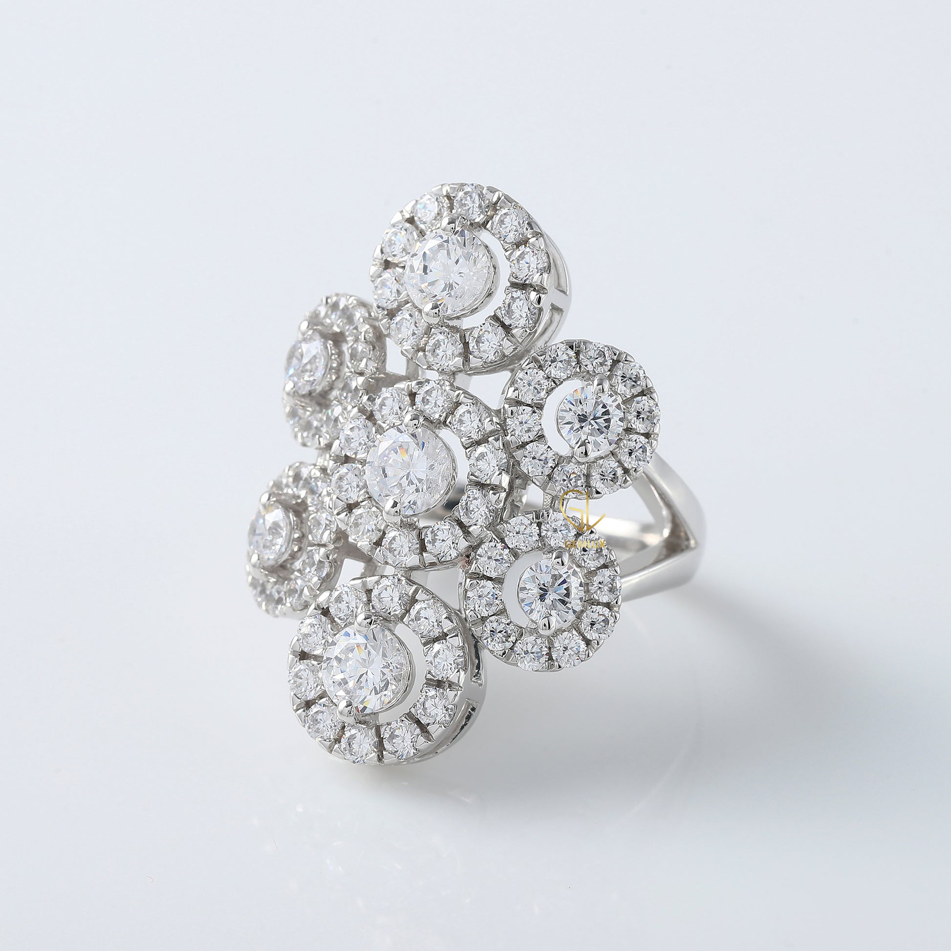 Lab Grown Diamond Cluster Split Shank Engagement Ring