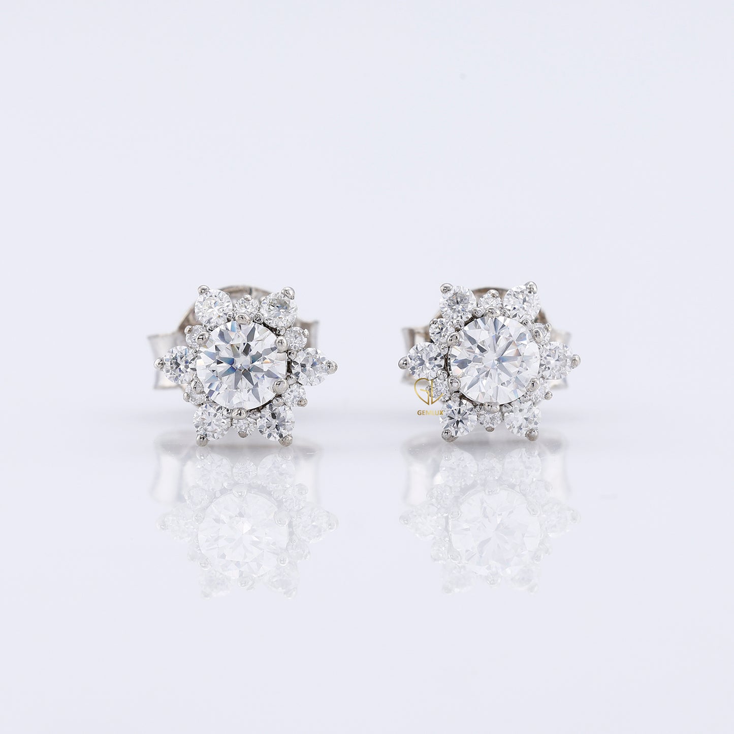 Lab Grown Diamond Floral Halo Stud Earrings