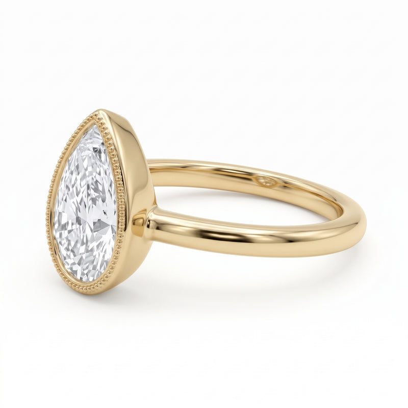 Lab Grown Diamond Milgrain Bezel Engagement Ring in 14K Yellow Gold