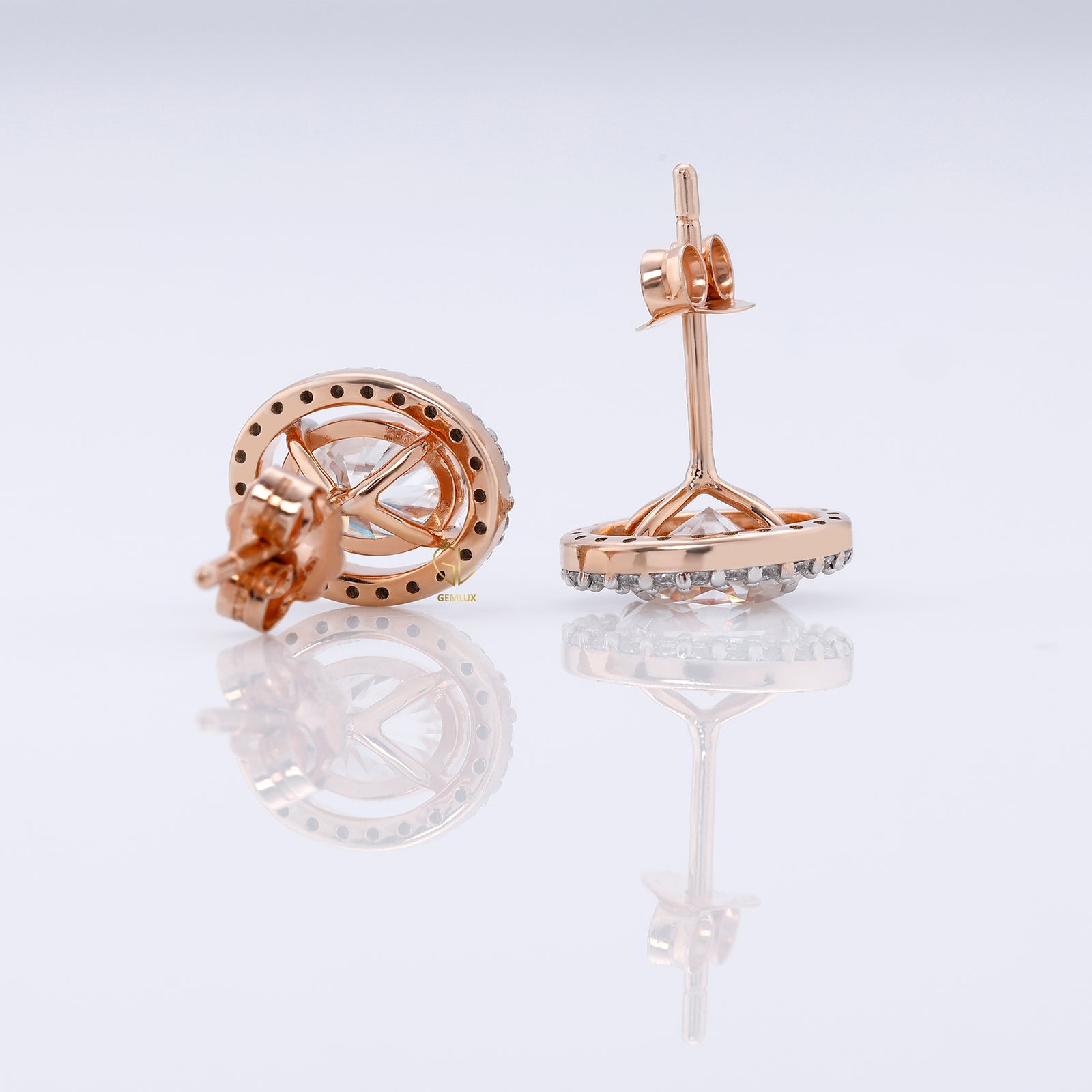 Lab Grown Oval Cut Halo Stud Earrings