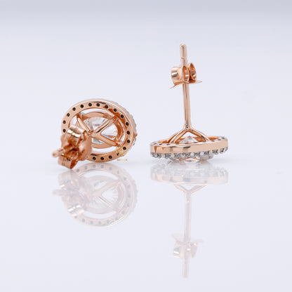 Lab Grown Oval Cut Halo Stud Earrings
