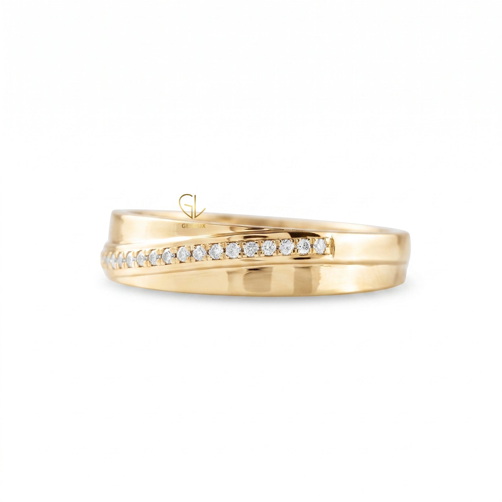 Lab Grown Pave Set White Gold Wedding Band For Her