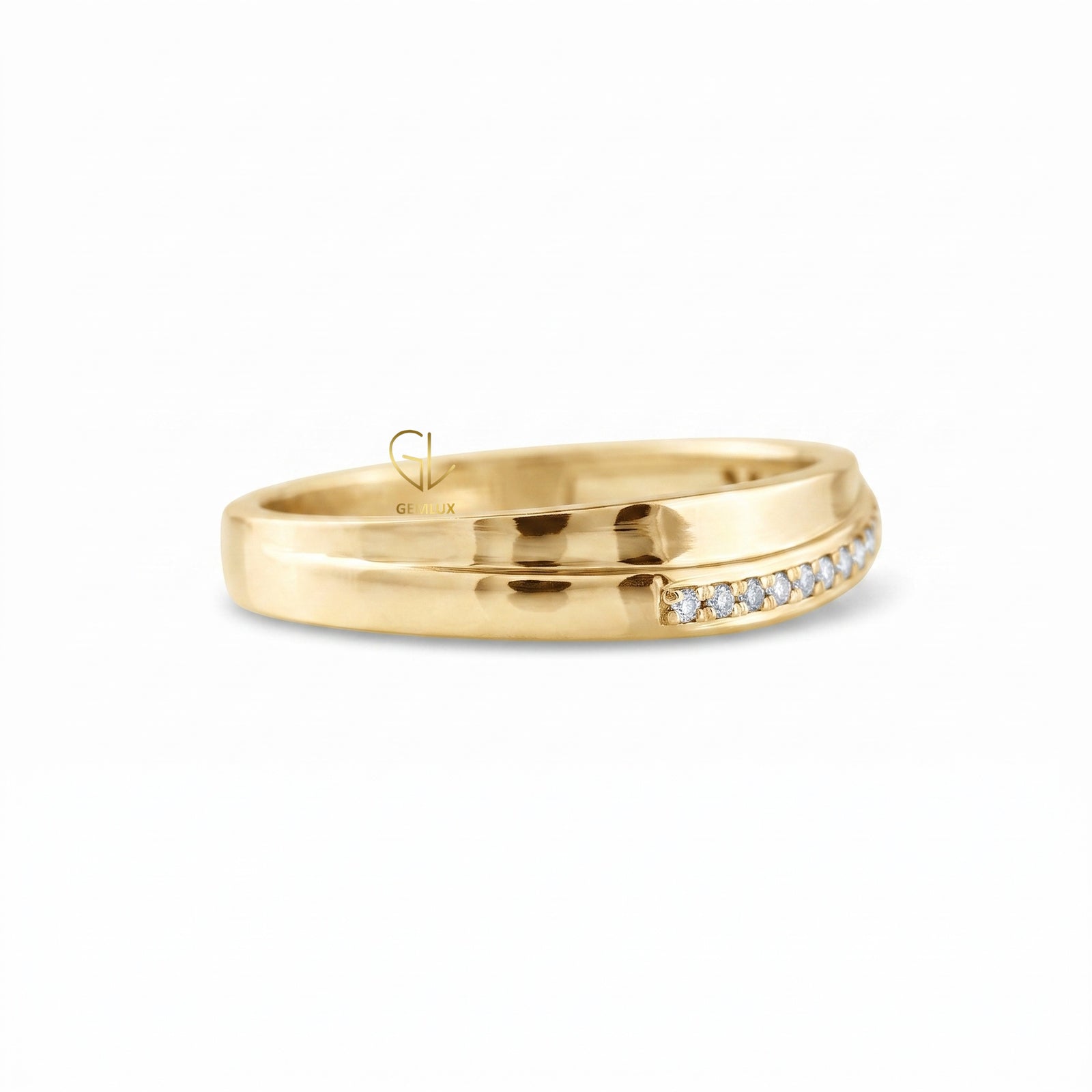 Lab Grown Pave Set White Gold Wedding Band For Her