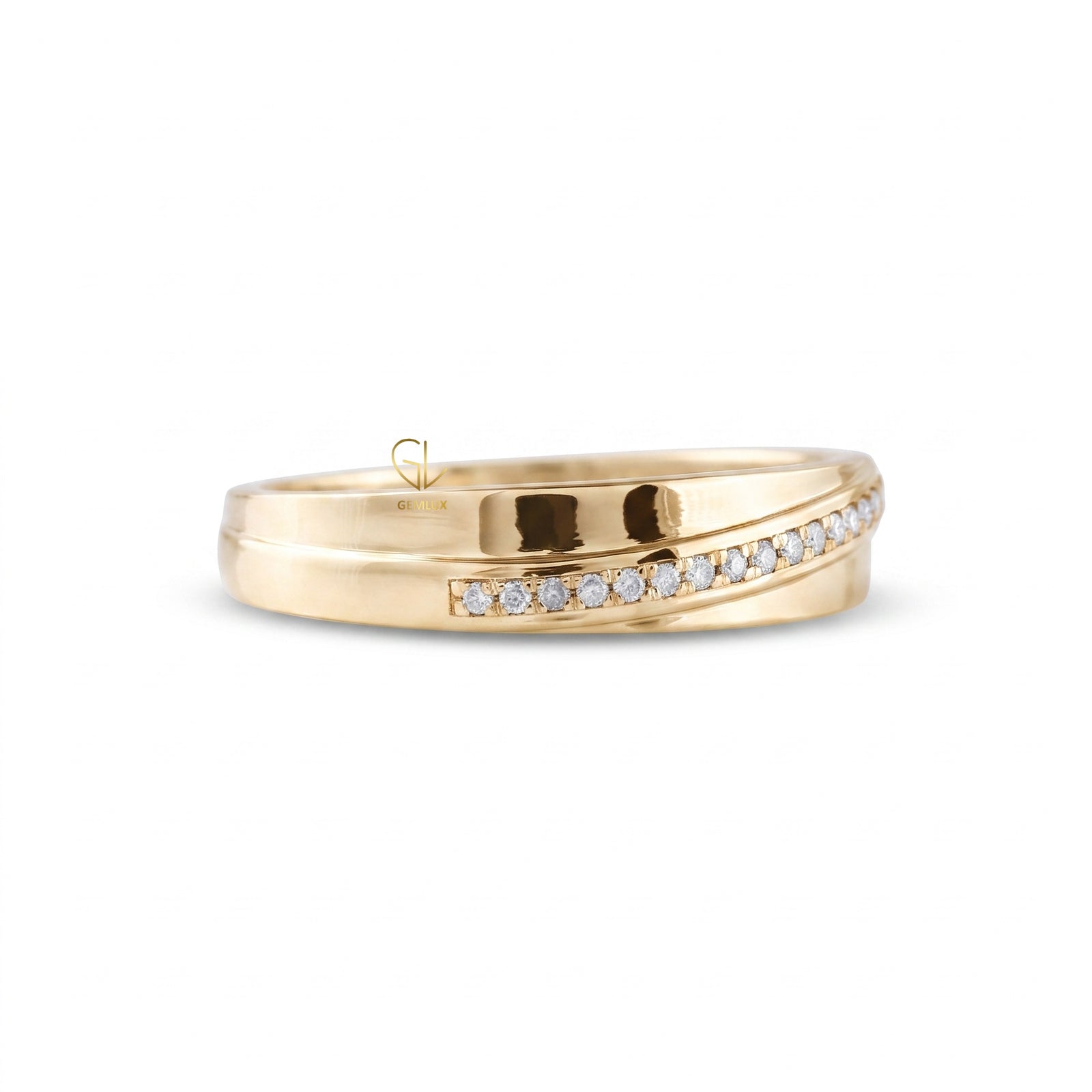 Lab Grown Pave Set White Gold Wedding Band For Her