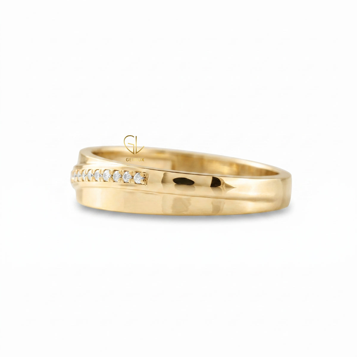 Lab Grown Pave Set White Gold Wedding Band For Her
